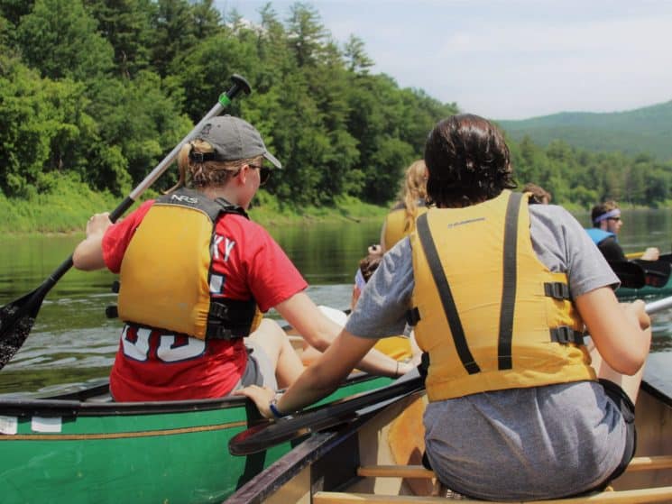 Teens canoeing in New Hampshire